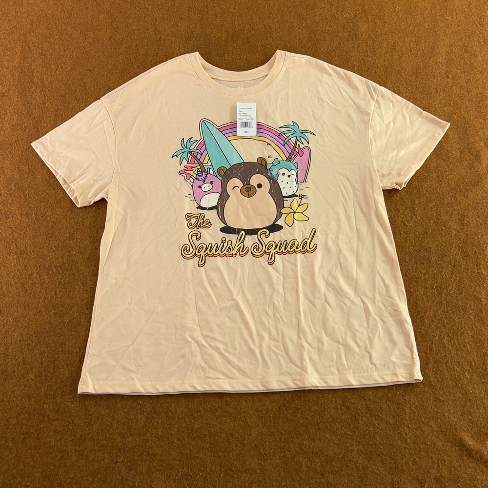 Squishmallows Womens XXL Wheat Squish Squad Beach Graphic T-Shirt NWT